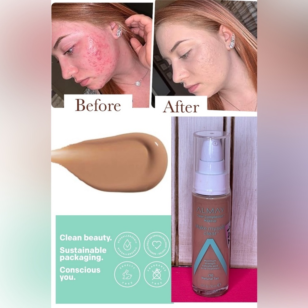 ALMAY Make Myself Clear Salicylic Acid Foundation Natural Tan 5/$25